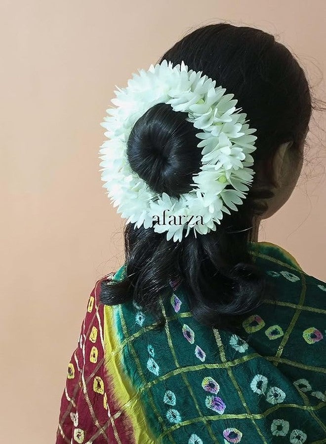 afarza 2ps Cottan Gajra for Hair Bun Juda Accessories Mogra for Women Girls White - Image 3