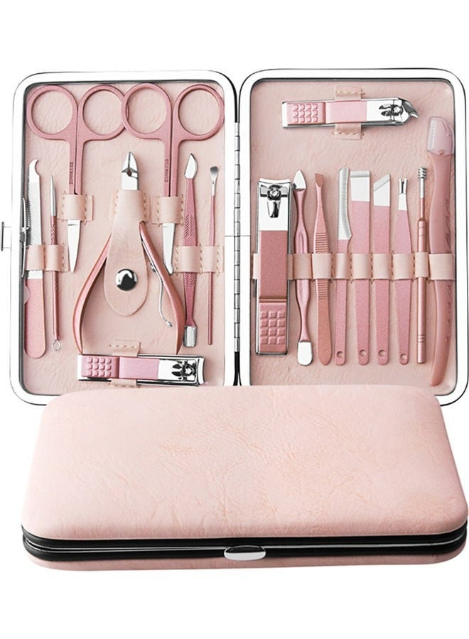 RollsTimi  18-Piece Professional Pedicure And Manicure Tool Kit Pink - Image 1