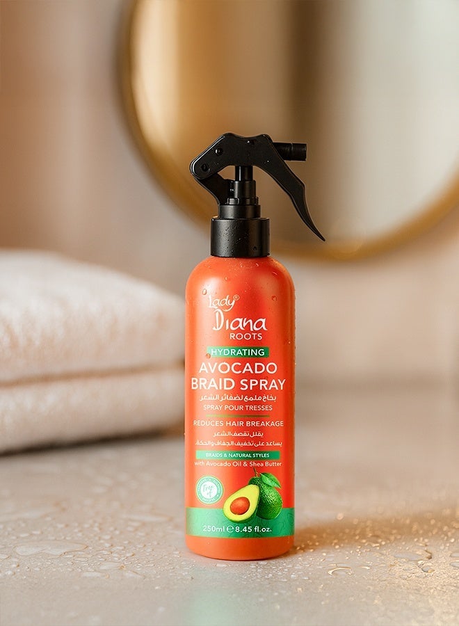 Lady Diana Roots Hydrating Avocado & Shea Butter Braid Spray - 250ml Nourishing Spray for Braids and Twists - Image 2