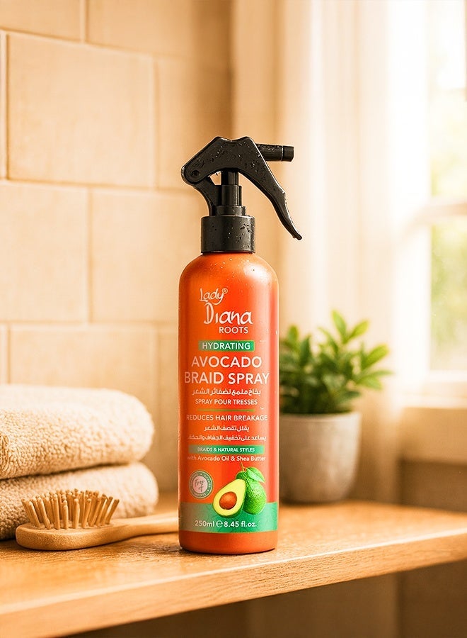 Lady Diana Roots Hydrating Avocado & Shea Butter Braid Spray - 250ml Nourishing Spray for Braids and Twists - Image 4