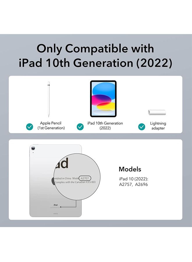 روك بو آي باد الجيل العاشر حالة 10.9 بوصة 2022 مع المدمج في حامل القلم مرنة الغطاء الخلفي ، ثلاثة أضعاف قوس ، التلقائي النوم استيقظ ترتد سلسلة الأزرق - Image 2