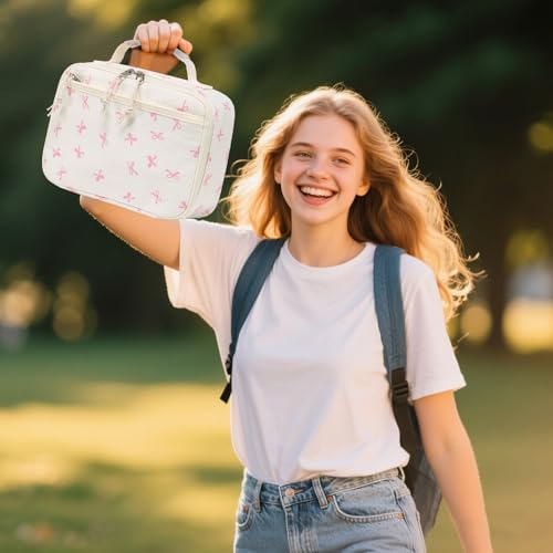LEDAOU Lunch Box Kids Insulated Lunch Bag Girls Toddler Reusable Lunchbox for School Picnic Hiking (Pink Bow) - Image 3