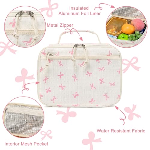 LEDAOU Lunch Box Kids Insulated Lunch Bag Girls Toddler Reusable Lunchbox for School Picnic Hiking (Pink Bow) - Image 5