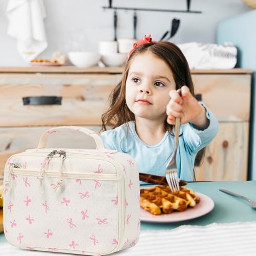 LEDAOU Lunch Box Kids Insulated Lunch Bag Girls Toddler Reusable Lunchbox for School Picnic Hiking (Pink Bow) - Image 4