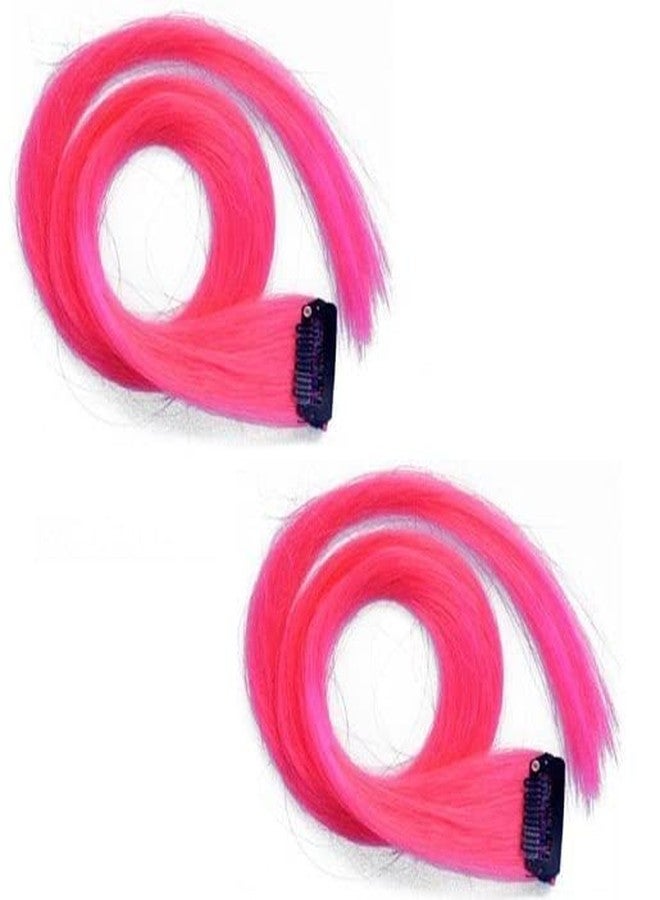 AASA Clip in Hair Extensions/Highlighter Streaks for Girls and Women Neon Pink - Image 1