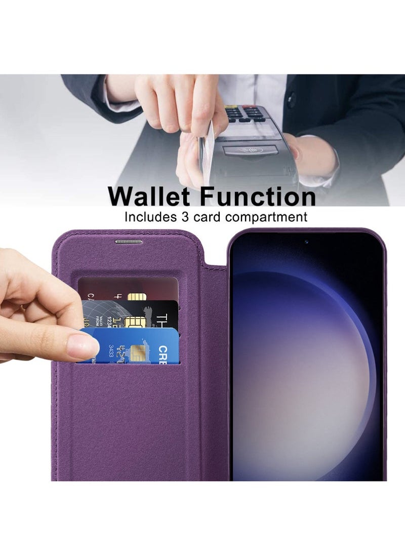 Captaintech Leather Flip Samsung S24 Plus Case for Samsung 2024 Personalized Texture Leather Flip Phone Case, Flip Leather Case for Samsung with Credit Card Holder  - Image 5
