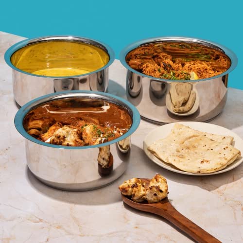 VINOD Vinod 5 Pcs Stainless Steel Tope Set Without lid 08 Litre 1 Litre 14 Litre 18 Litre 22 Litre Induction and Gas Stove Friendly 2 Years Warranty Silver  - Image 2