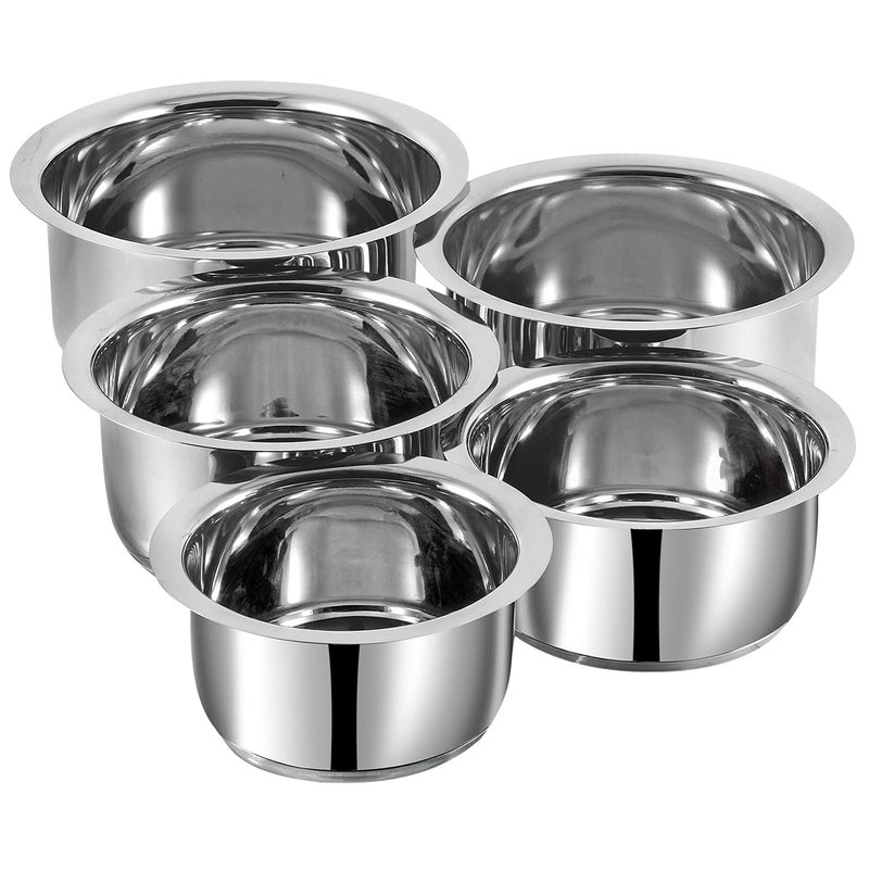 VINOD Vinod 5 Pcs Stainless Steel Tope Set Without lid 08 Litre 1 Litre 14 Litre 18 Litre 22 Litre Induction and Gas Stove Friendly 2 Years Warranty Silver  - Image 3