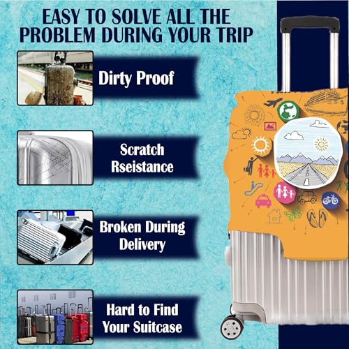 Handcuffs Luggage Cover Trolley Travel Covers, Washable Dust Proof Anti-Scratch Suitcase Protector (Yellow, XL (31"-32")) - Image 4