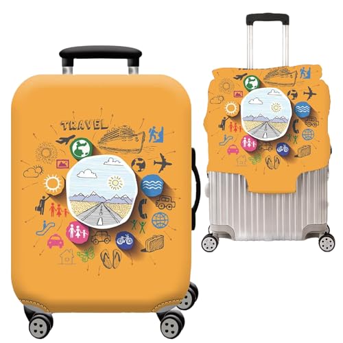 Handcuffs Luggage Cover Trolley Travel Covers, Washable Dust Proof Anti-Scratch Suitcase Protector (Yellow, XL (31"-32")) - Image 1
