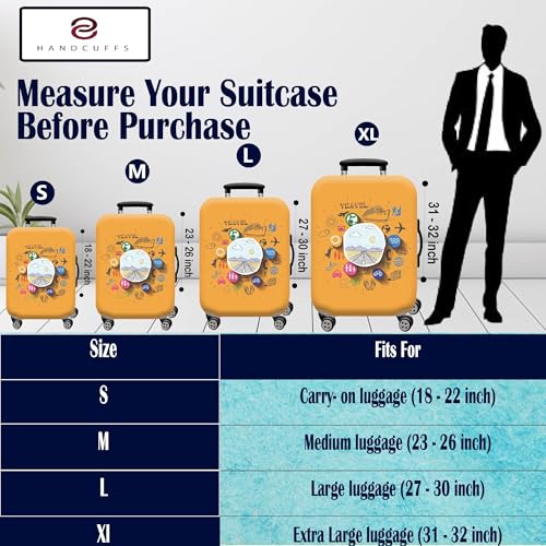 Handcuffs Luggage Cover Trolley Travel Covers, Washable Dust Proof Anti-Scratch Suitcase Protector (Yellow, XL (31"-32")) - Image 3