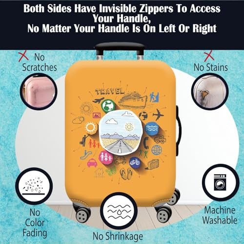 Handcuffs Luggage Cover Trolley Travel Covers, Washable Dust Proof Anti-Scratch Suitcase Protector (Yellow, XL (31"-32")) - Image 5