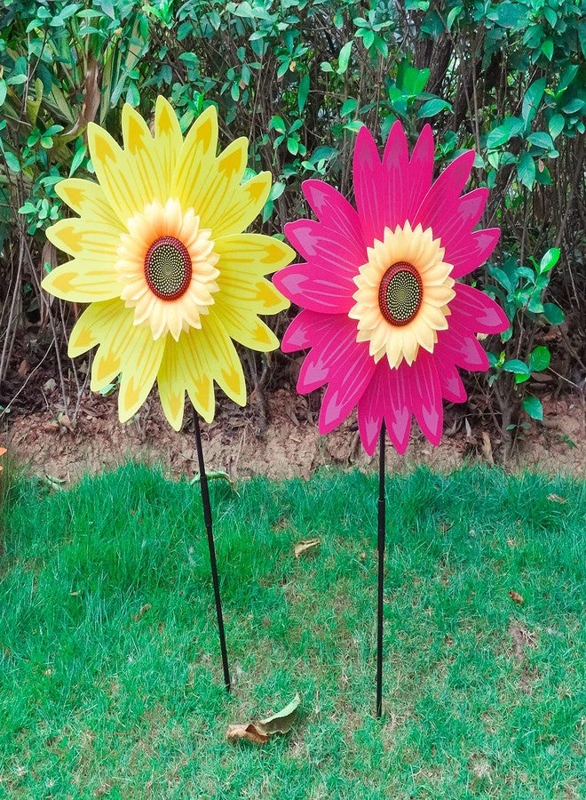 Yolyoo 6pcs Sunflower Lawn Pinwheels Wind Spinners Large Windmill Pinwheel for Garden,Yard, Party Outdoor Decor (Sunflower Pinwheels) - Image 5