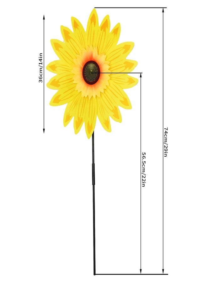 Yolyoo 6pcs Sunflower Lawn Pinwheels Wind Spinners Large Windmill Pinwheel for Garden,Yard, Party Outdoor Decor (Sunflower Pinwheels) - Image 2