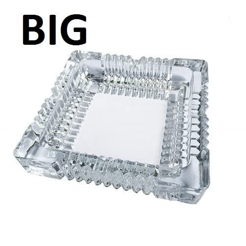 Ezalla Big size Crystal Glass Square Ash Tray Glass Ash Tray for Cigarette Cigar Smoking for Home Car Balcony Crystal Clear Big Size Square Ash Tray Crystal Quality Glass Tray for Candy Mukhavas Dryfruits Square Big - Image 2