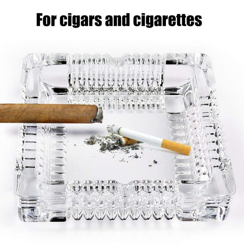 Ezalla Big size Crystal Glass Square Ash Tray Glass Ash Tray for Cigarette Cigar Smoking for Home Car Balcony Crystal Clear Big Size Square Ash Tray Crystal Quality Glass Tray for Candy Mukhavas Dryfruits Square Big - Image 3