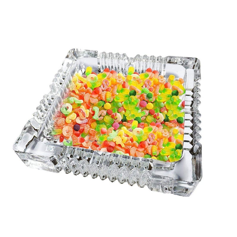 Ezalla Big size Crystal Glass Square Ash Tray Glass Ash Tray for Cigarette Cigar Smoking for Home Car Balcony Crystal Clear Big Size Square Ash Tray Crystal Quality Glass Tray for Candy Mukhavas Dryfruits Square Big - Image 4