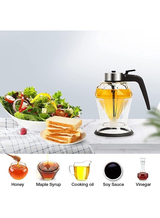 عربست موزع عسل زجاجي 200 مل بدون تقطير مع حامل موزع زيت زيتون موزع زيت موزع شراب القيقب موزع عسل موزع عسل وعاء عسل موزع صلصات زخرفة نحل - Image 4