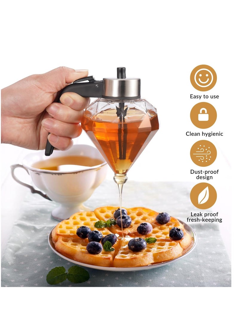 عربست موزع عسل زجاجي 200 مل بدون تقطير مع حامل موزع زيت زيتون موزع زيت موزع شراب القيقب موزع عسل موزع عسل وعاء عسل موزع صلصات زخرفة نحل - Image 3