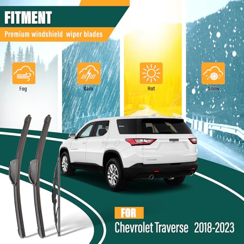 KVQ Windshield Wiper Blades Replacement for Chevy Chevrolet Traverse 2018 2019 2020 2021 2022 2023,Original Equipment Replacement Front Rear Wiper Blade Set - 24" 20" 10" (Set of 3) - Image 2