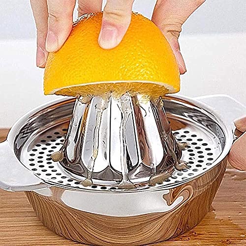 NOHUNT Stainless Steel Hand Juicer Citrus Squeezer for Orange, Lemon, Grapefruit - Manual 304 Steel Reamer with Strainer & 12 OZ Bowl, 2 Pour Spouts, Dishwasher Safe, Easy Clean, Heavy Duty BIG SIZE - Image 1
