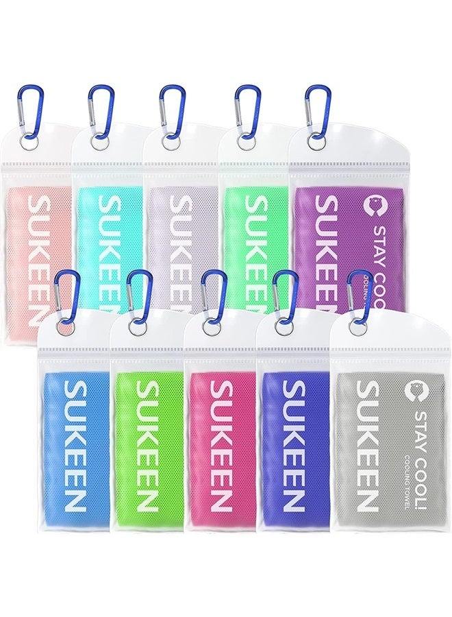 Sukeen 10 عبوة من مناشف التبريد (40"x12") للعرق، لفات تبريد سريعة الجفاف للرقبة، منشفة رياضية ناعمة وقابلة للتنفس لليوغا، الرياضة، الجري، التمارين، الطهي - Image 1