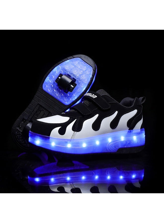 Children's Rechargeable Roller Skates - LED Light Up Double Wheel Skates