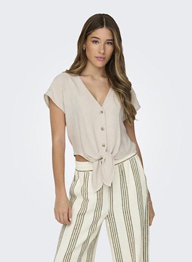 ONLY Onlsiesta Ss Knot Lin Bl Shirt Pnt Noos - Image 3