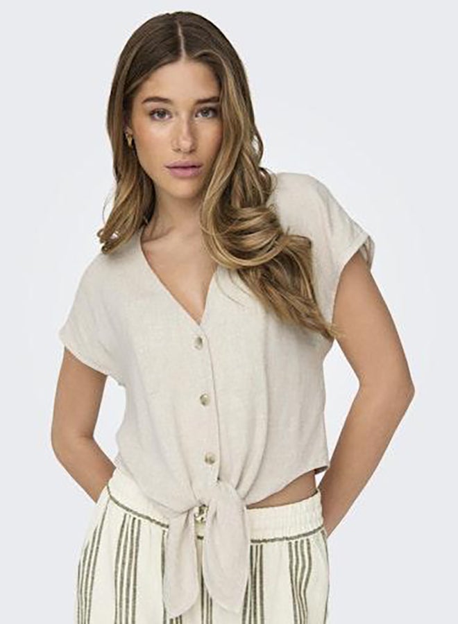 ONLY Onlsiesta Ss Knot Lin Bl Shirt Pnt Noos - Image 1