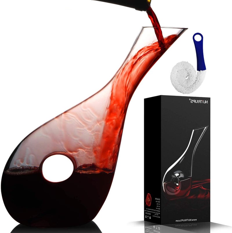 NUTRIUPS Wine Decanters by NUTRIUPS Hand Blown Red Wine Carafe Classic Pierced Designed Wine Decanter Luxury Wine Decanter 