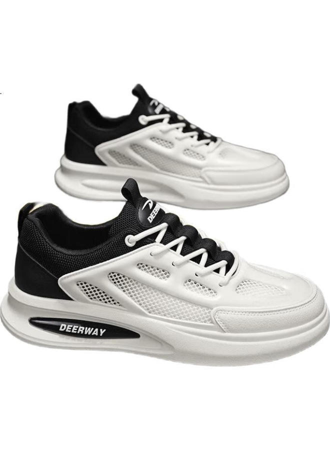 Deerway Men'S Spring/Summer Canvas Shoes Men'S Mesh White Shoes Fashion Casual Sports Shoes Beige/Black Size 40 - Image 2