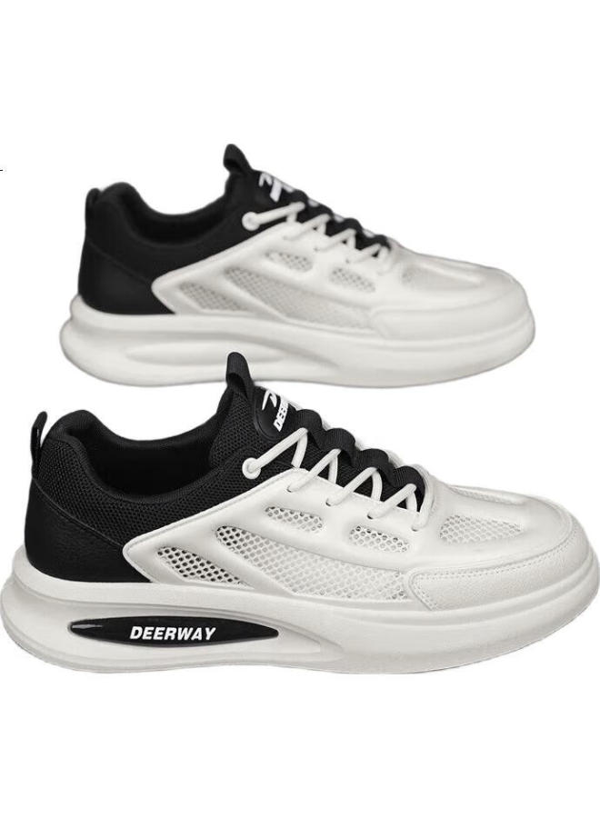 Deerway Men'S Spring/Summer Canvas Shoes Men'S Mesh White Shoes Fashion Casual Sports Shoes Beige/Black Size 40 - Image 3