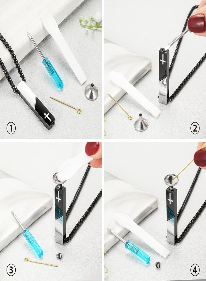Abooxiu Urn Necklace for Ashes Cremation Jewelry for Ashes Cube Ashes Keepsakes Necklace Cross Bar Stainless Steel Memorial Urn Pendant Keepsake for Women Men - Image 4
