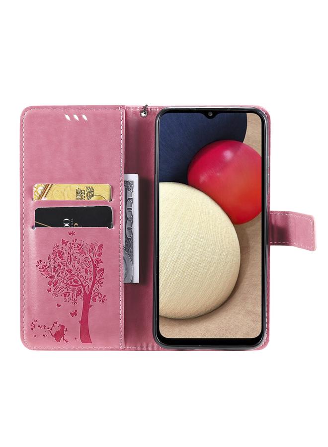 S-TOP Case For Samsung Galaxy A03s 164mm Tree & Cat Pattern Pressed Printing Horizontal Flip PU Leather Case with Holder & Card Slots & Wallet & Lanyard - Image 5