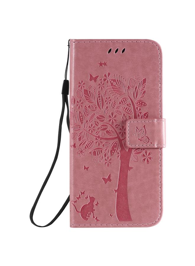 S-TOP Case For Samsung Galaxy A03s 164mm Tree & Cat Pattern Pressed Printing Horizontal Flip PU Leather Case with Holder & Card Slots & Wallet & Lanyard - Image 2