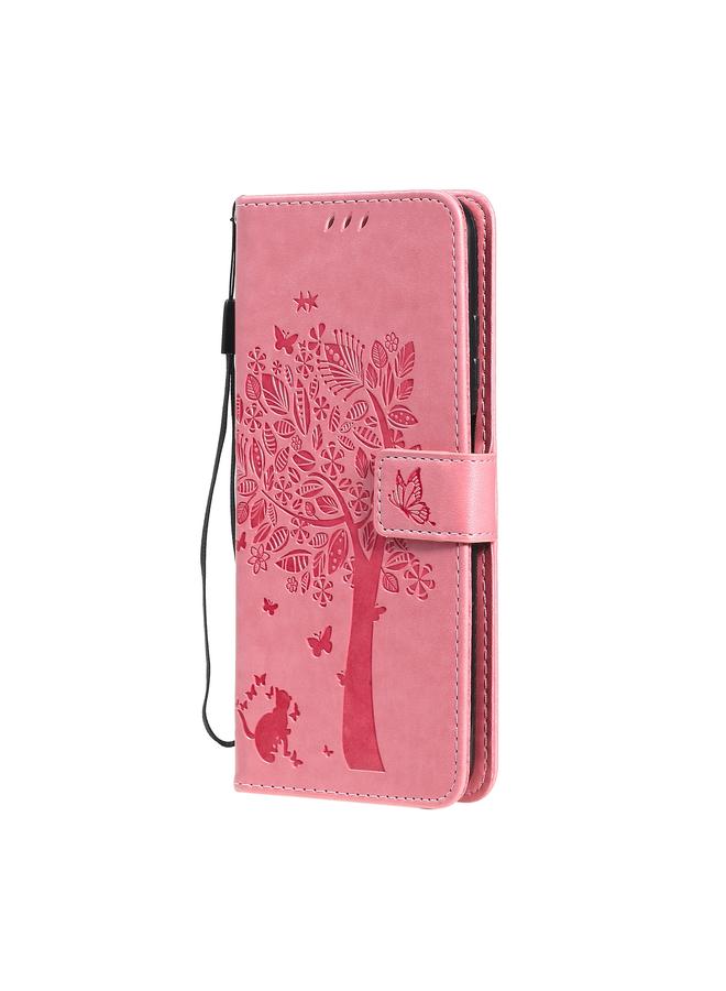 S-TOP Case For Samsung Galaxy A03s 164mm Tree & Cat Pattern Pressed Printing Horizontal Flip PU Leather Case with Holder & Card Slots & Wallet & Lanyard - Image 3