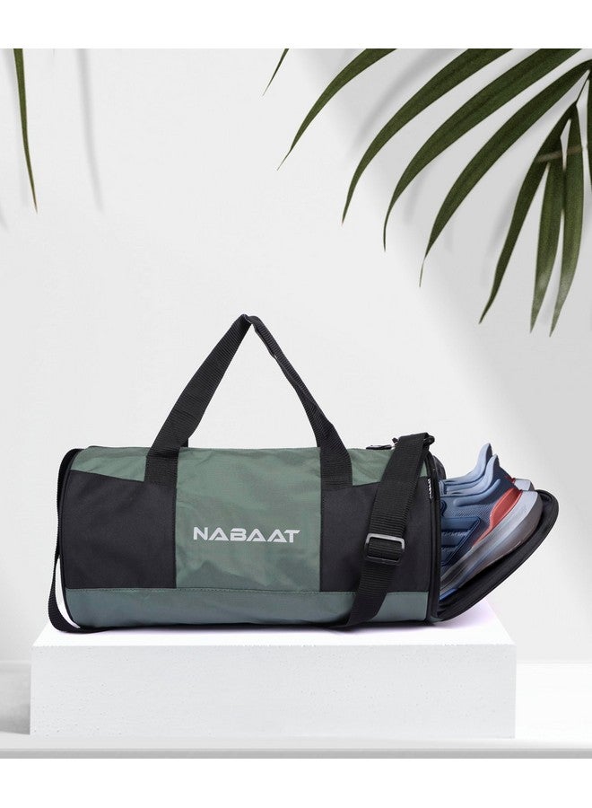 NABAAT VitalCarry Polyester Duffle/Gym Bag for Men & Women, Adjustable Shoulder Bag for Unisex Gym/Fitness Bag/Sports & Travel Sports Kit with Separate Shoe Compartment (Grey_Black, GMB-7) - Image 5