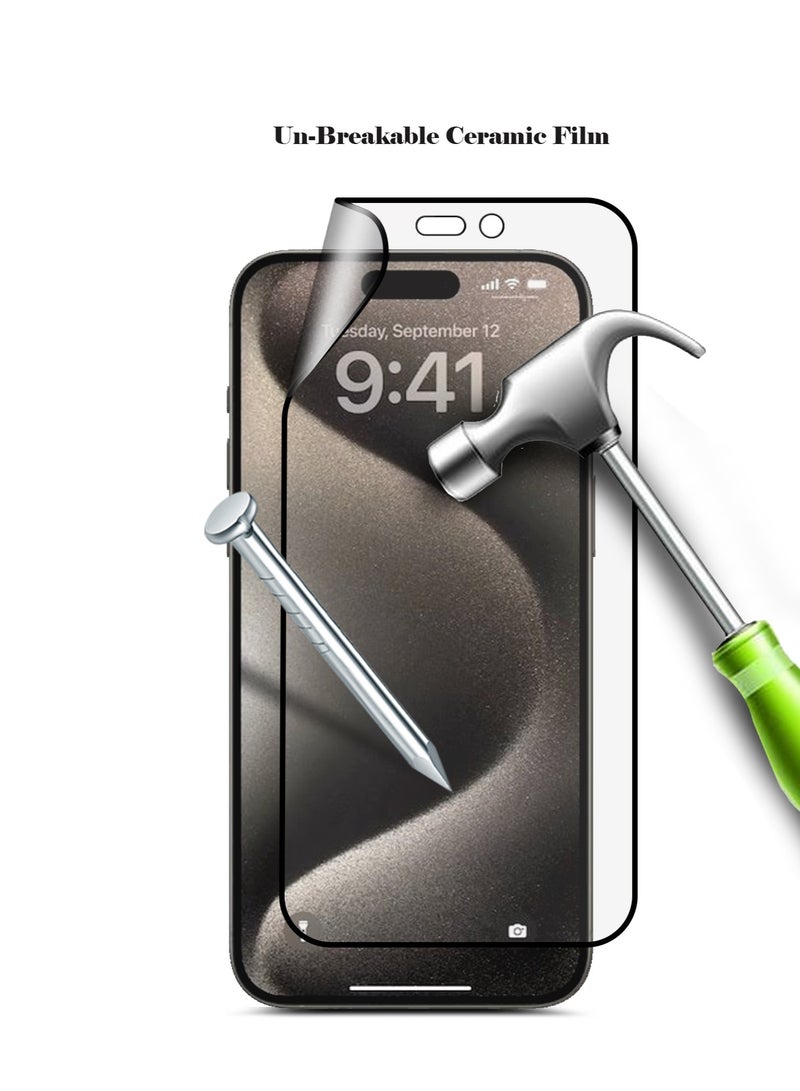 Xtiger واقي شاشة زجاجي سيراميكي مطفي ضد الصدمات من Xtiger لجهاز أبل آيفون 15 – تغطية كاملة لمسة ناعمة هيدروفوبك - Image 5