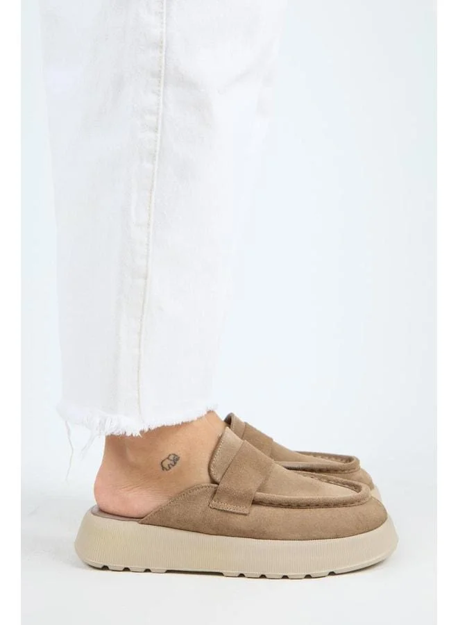 Manijero  Tale Women's Genuine Leather Strap Sabot Beige Slipper. for Women | Best Price UAE