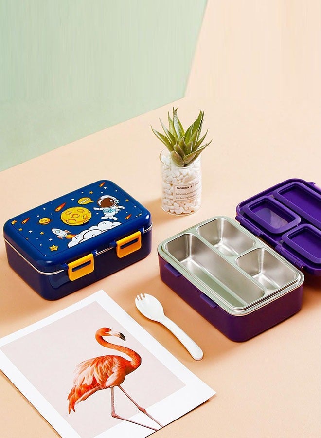 صندوق غداء معزول للأطفال من الفولاذ المقاوم للصدأ بينتو حاوية غداء مانعة للتسرب مع ملعقة بلاستيكية للمدرسة أثناء التنقل يتم تسخينها بالماء الساخن - Image 3