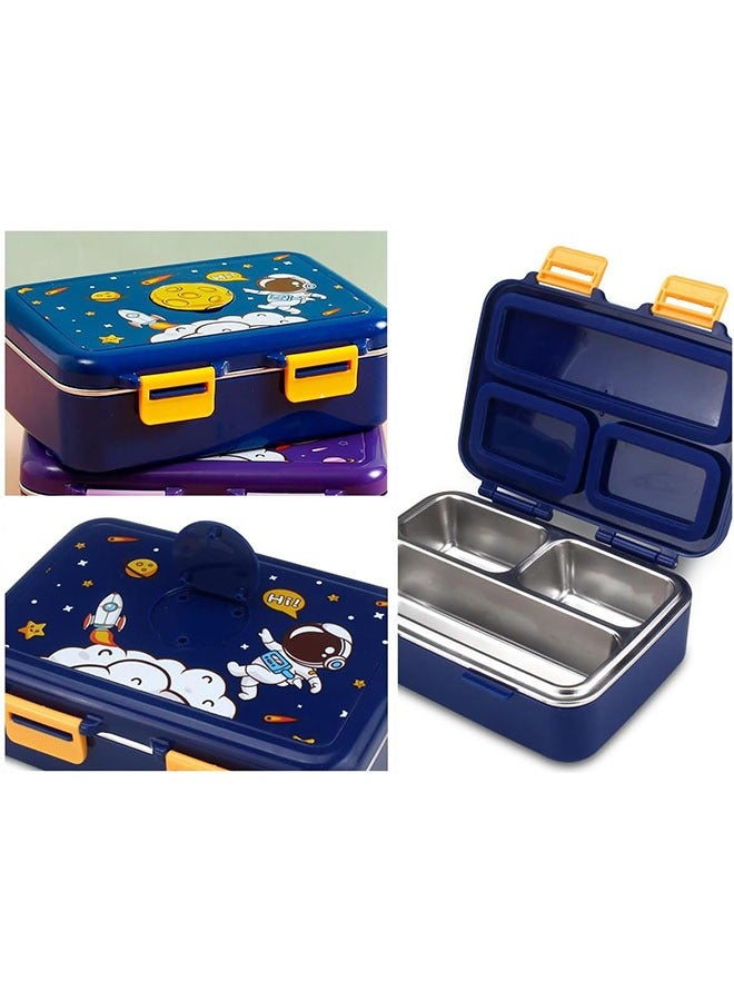 صندوق غداء معزول للأطفال من الفولاذ المقاوم للصدأ بينتو حاوية غداء مانعة للتسرب مع ملعقة بلاستيكية للمدرسة أثناء التنقل يتم تسخينها بالماء الساخن - Image 4