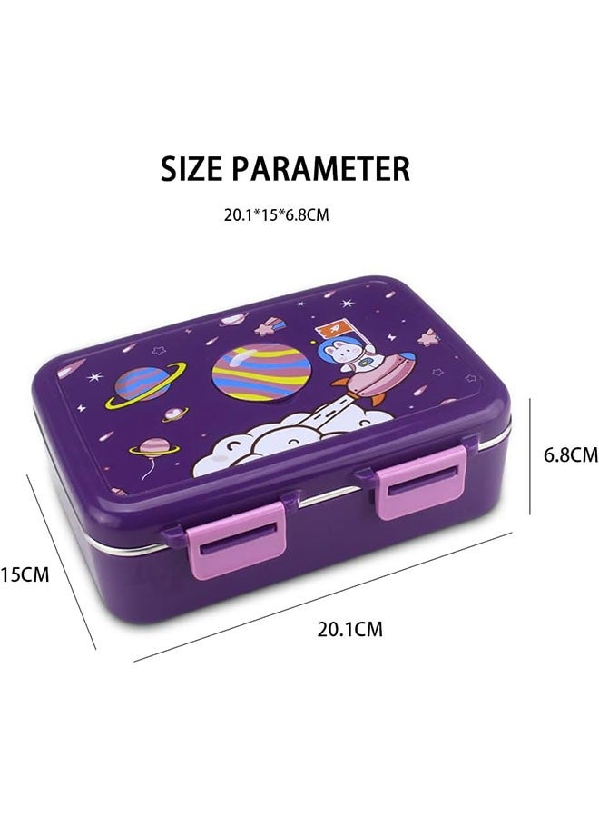 صندوق غداء معزول للأطفال من الفولاذ المقاوم للصدأ بينتو حاوية غداء مانعة للتسرب مع ملعقة بلاستيكية للمدرسة أثناء التنقل يتم تسخينها بالماء الساخن - Image 2