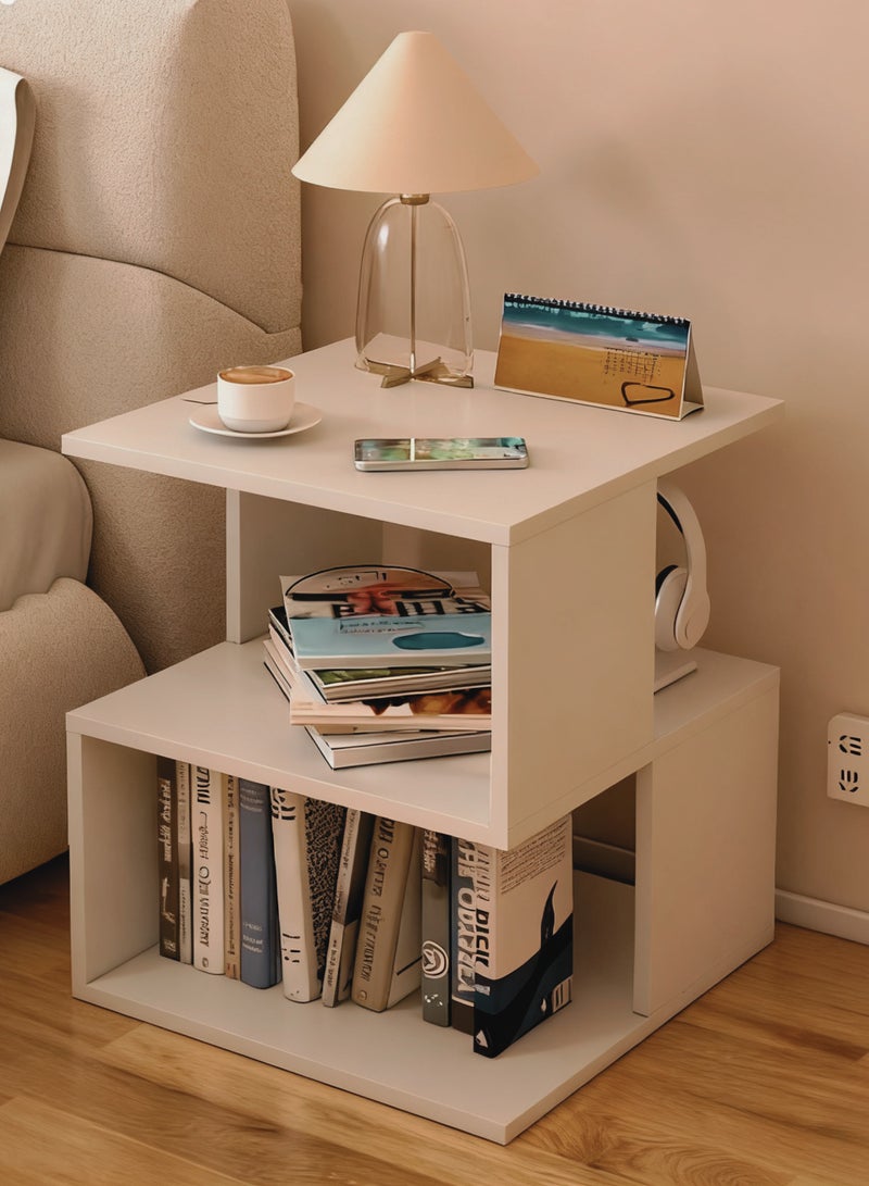 GoldenLike Nightstand, End Table Open Wood Shelf  Double-Layer Coffee Table Bedside Table Bedroom Small Table Sofa Side Table for Living Room Bedside Bathroom - Image 1