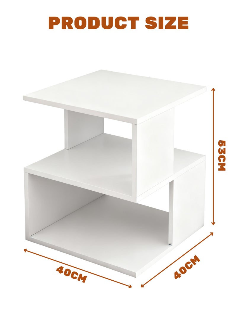 GoldenLike Nightstand, End Table Open Wood Shelf  Double-Layer Coffee Table Bedside Table Bedroom Small Table Sofa Side Table for Living Room Bedside Bathroom - Image 4