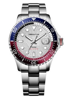 MOEMTON Meteorite Men's Mechanical Watch Grey Dial Blue Red Bezel Stainless Steel Strap See Through Back Business Casual Watch M147.BSSA01  - Image 1