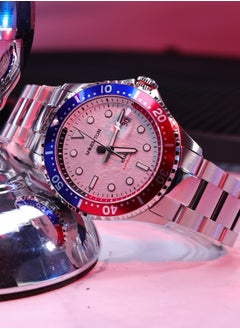 MOEMTON Meteorite Men's Mechanical Watch Grey Dial Blue Red Bezel Stainless Steel Strap See Through Back Business Casual Watch M147.BSSA01  - Image 4