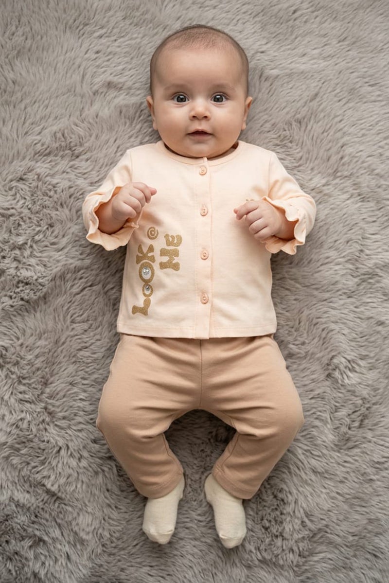 POPEES Toddlers Girl 2 Pcs Embroidered Top And Pants Set, Multicolor - Image 1