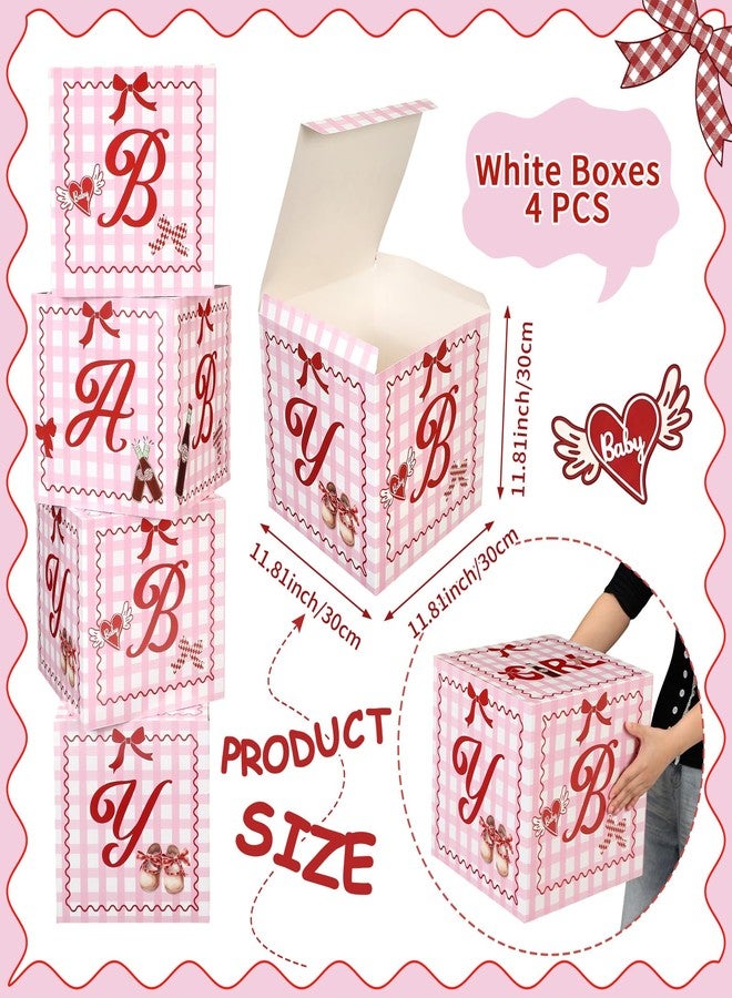 Marspark 4 Pcs She's Ready to Pop Baby Shower Decorations 11.8 Inch Boxes with Letters for Baby Shower Block Boxes for Gender Reveal Backdrop Girl Birthday Party Favors Gift - Image 4