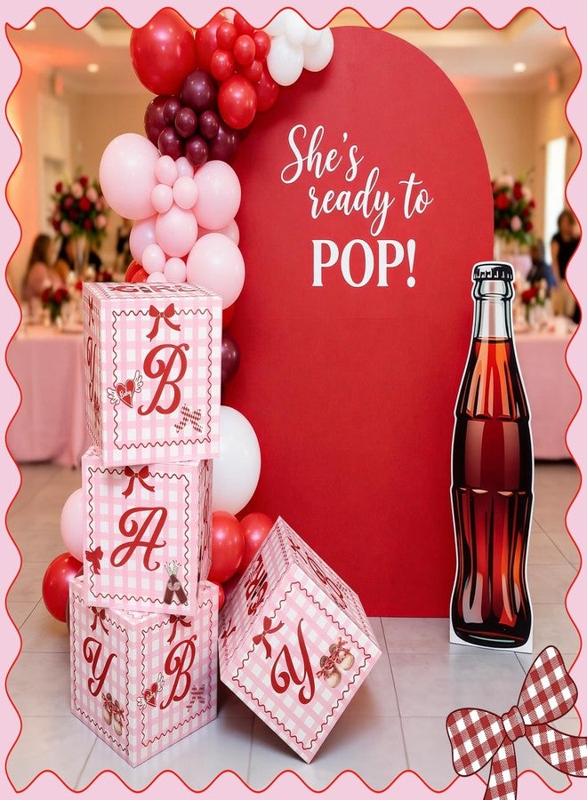 Marspark 4 Pcs She's Ready to Pop Baby Shower Decorations 11.8 Inch Boxes with Letters for Baby Shower Block Boxes for Gender Reveal Backdrop Girl Birthday Party Favors Gift - Image 3