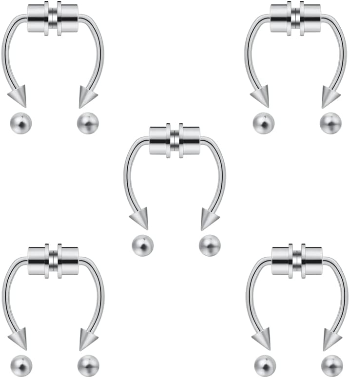 outerunner Store Fake Nose Ring Septum Piercing Magnet Magnetic Nose Hoop Rings Faux Septum Rings Non Piercing Clip On Nose Hoop Rings - Image 1